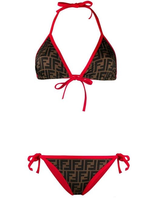 Fendi Red Bikini mit FF-Muster