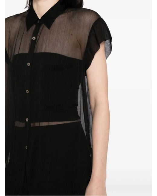 JNBY Black Semi-Sheer Silk Blouse