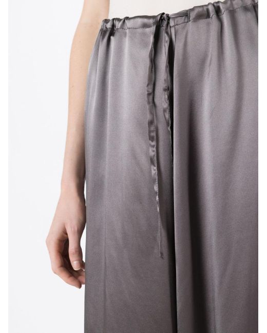 UMA | Raquel Davidowicz Gray Drawstring-waist Silk Midi Skirt