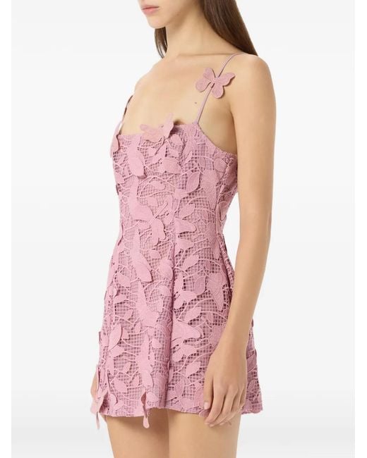 Blumarine Pink Butterfly-Appliqué Mini Dress