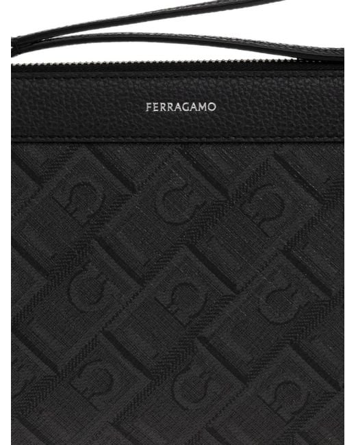 Ferragamo Black Gancini Monogram Pouch for men