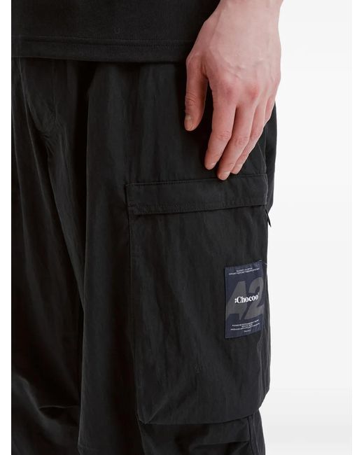Chocoolate Black Logo-Patch Cargo Pants for men
