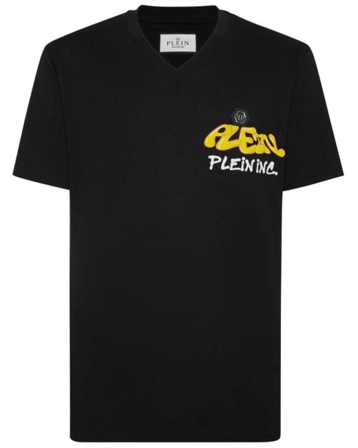Camiseta con logo estampado Philipp Plein de hombre de color Black
