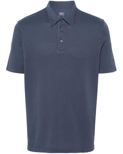Fedeli Blue Piqué-weave Polo Shirt for men