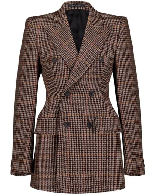 Balenciaga Brown Hourglass Check-Pattern Blazer
