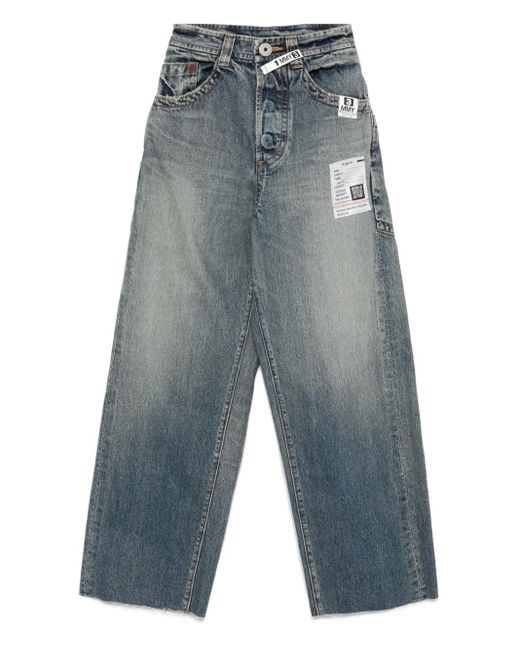 Maison Mihara Yasuhiro Blue Amateur Sewn Like Wide Frayed-Hem Jeans