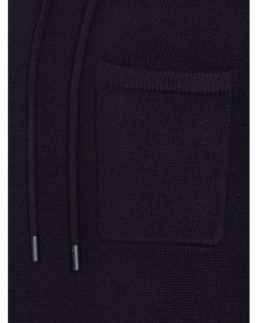 Max Mara Blue Hooded Patch-Pocket Sweater