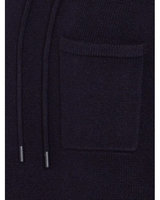 Max Mara Blue Hooded Patch-Pocket Sweater