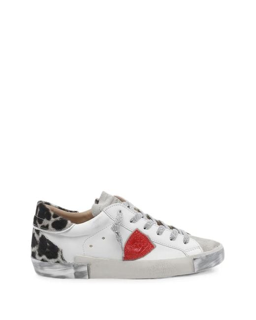 Philippe Model White Prsx Leopard-Print Sneakers
