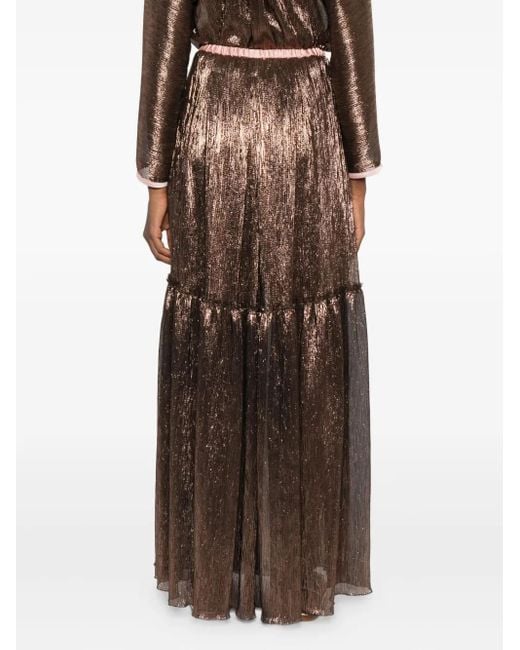Forte Forte Brown Faltenrock im Metallic-Look