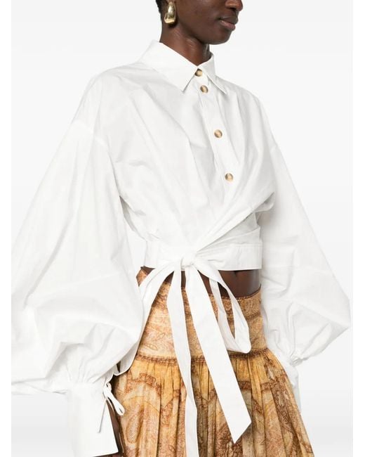 Zimmermann White Ivory 'Rebellion' Balloon-Sleeve Shirt