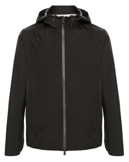 Herno Black Hooded Zip-Up Jacket for men