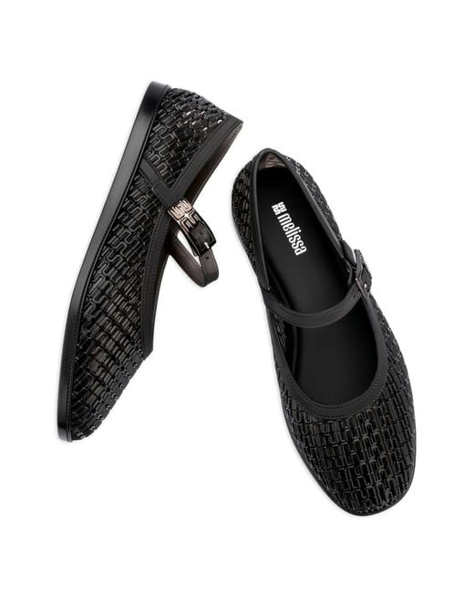 Melissa Black Harper Buckle-Strap Ballet Flats