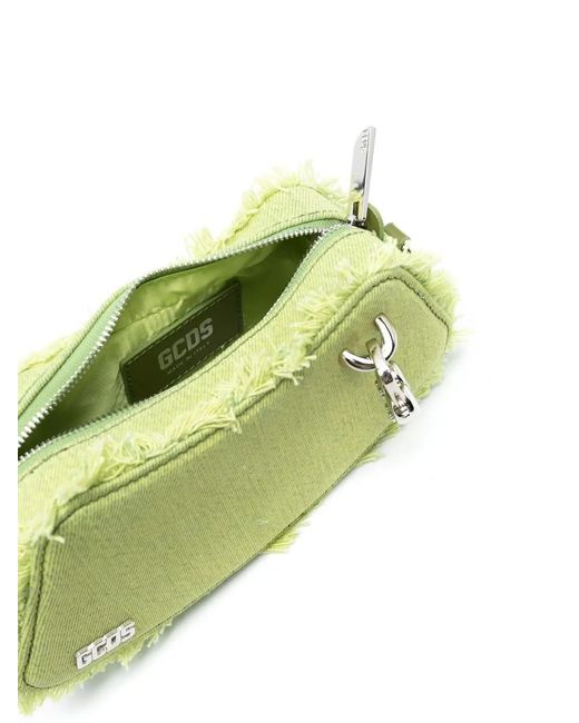Gcds Green Comma Curved Denim Shoulder Bag