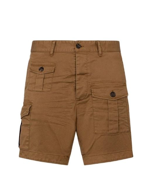 DSquared² Brown Button-Fastening Cargo Shorts for men