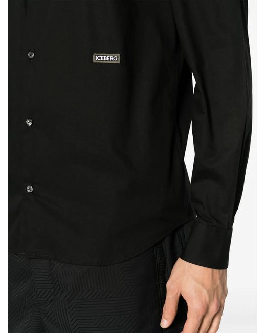 Camisa con parche del logo Iceberg de hombre de color Black
