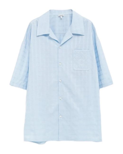 メンズ Loewe エンブロイダリーポケット シャツ Blue