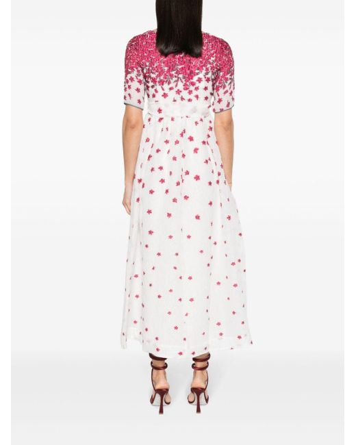 Baruni White Lobelia Floral-jacquard Maxi Dress