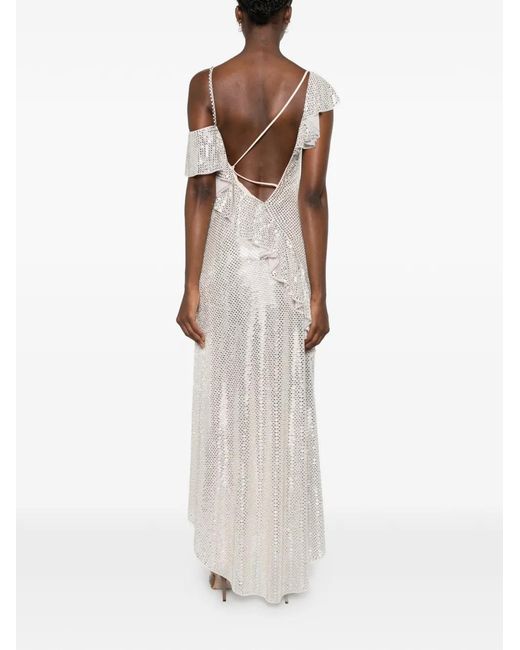 Self-Portrait White Sequin-Embellished Maxi Dress
