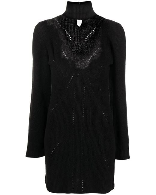 Blumarine Sweaterjurk Met Afwerking Van Kant in het Black