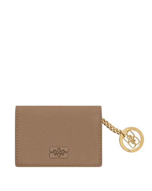 Ganni Brown Bou Chain-Detail Cardholder