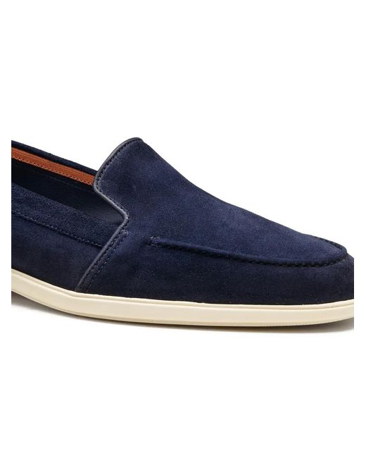 Santoni Blue Round-Toe Loafers