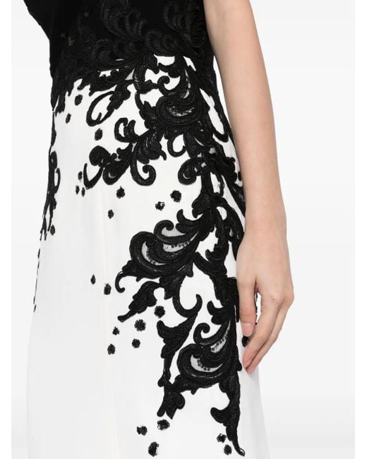 Saiid Kobeisy White Embroidered Crepe Mermaid Dress
