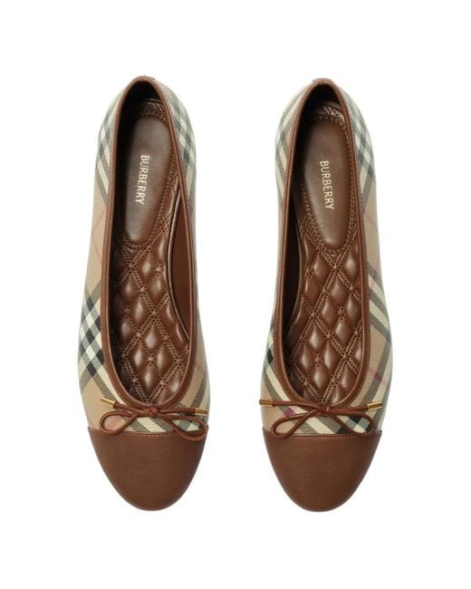 Burberry White Check Canvas Highgate Ballerinas