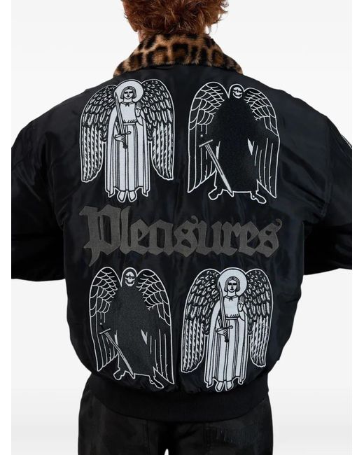 Pleasures Black Long-Sleeve Logo-Detail Jacket for men