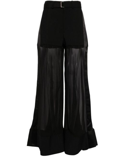 Sacai Black High-waisted Silk Trousers