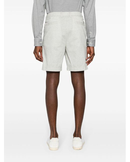 Boss White Drawstring Linen-blend Shorts for men
