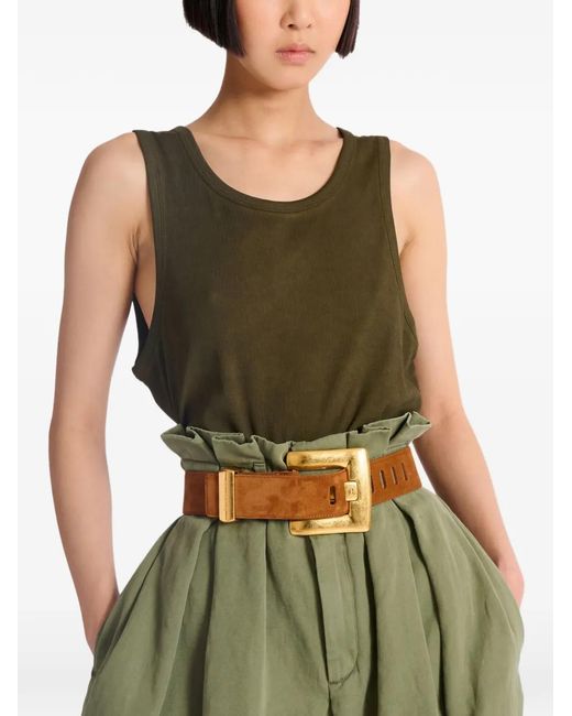 Balmain Brown Anthem Calf Suede Belt