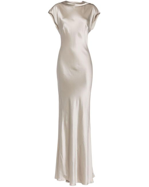 Michelle Mason White Backless Silk Gown