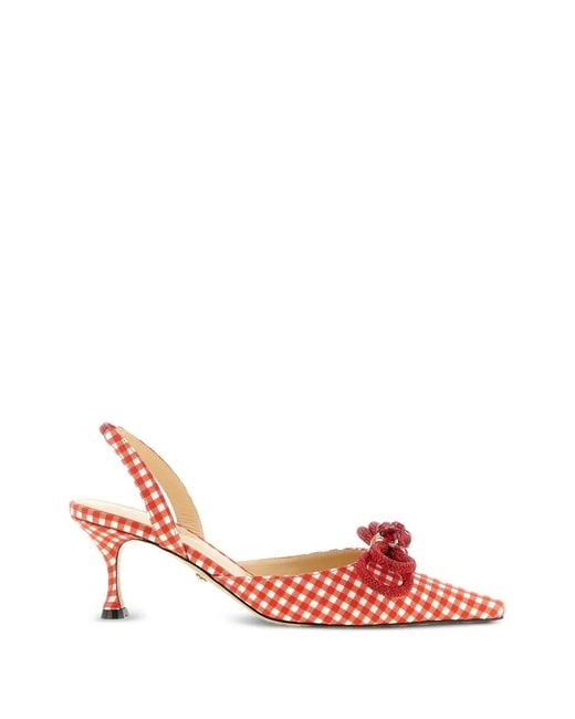 Mach & Mach Pink Bow-Detail Pattern Pumps