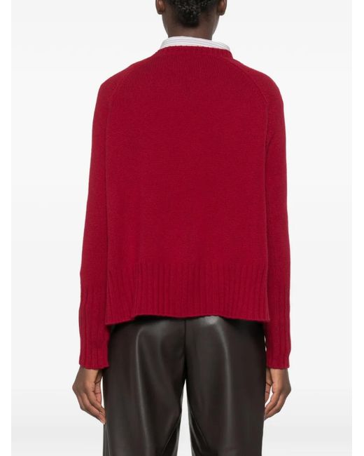 Be You Red Long-Sleeve Ribbed-Trim Sweater