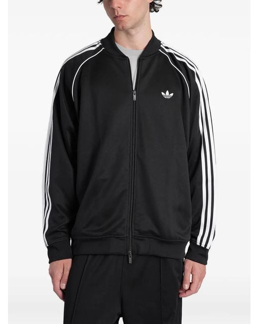 Adidas Black Sst Adicolor Classics Logo-Embroidered Track Jacket for men