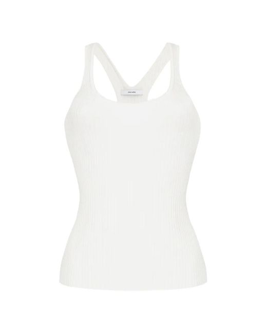 Adam Lippes White Peretti Ribbed Tank Top