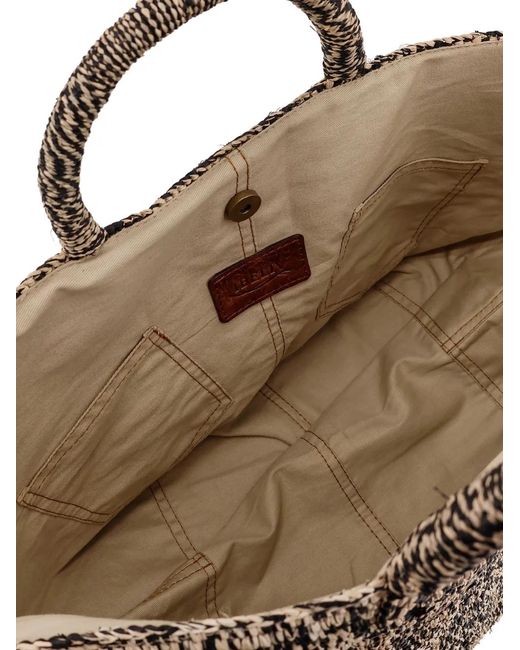 IBELIV Brown Double Handle Raffia Bucket Bag