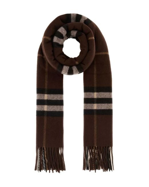 Burberry Black Checked-Pattern Fringed-Hem Scarf