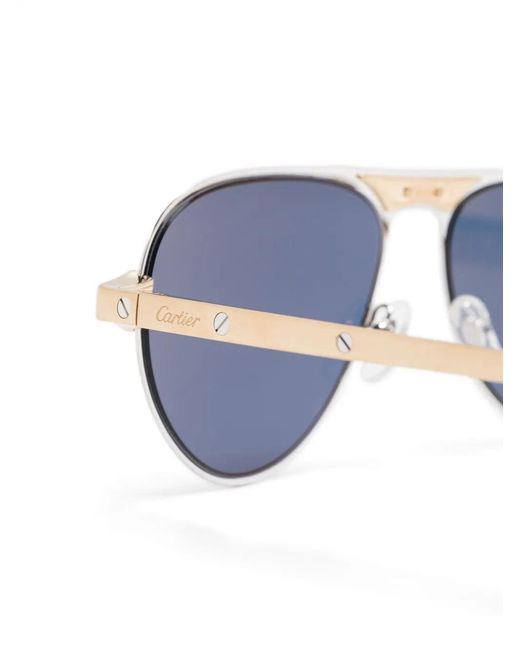 Cartier Blue Pilot-Frame Sunglasses