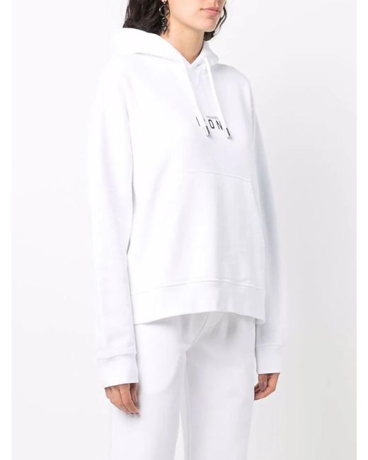 DSquared² White Logo Drawstring Hoodie