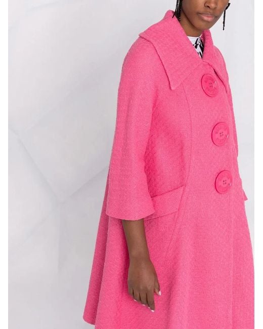 Moschino Pink Single-Breasted Tweed Coat