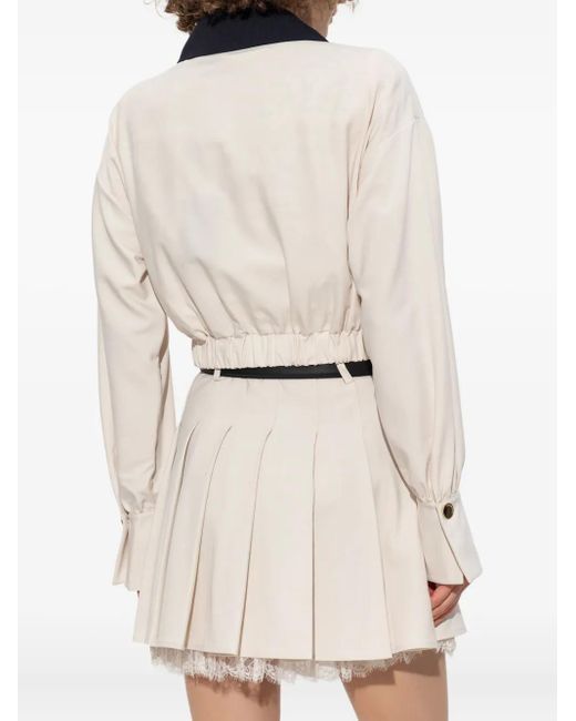 Self-Portrait White Lace-Trimmed Zip-Front Jacket