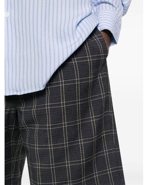 Our Legacy Gray Drape Check Shorts for men