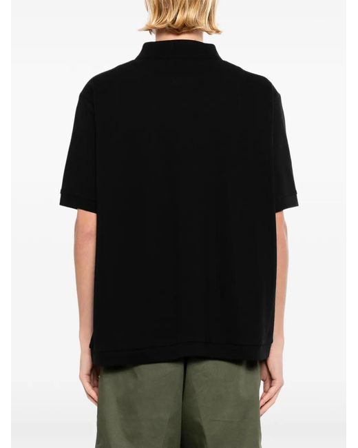 SPORT b. by agnès b. Black Logo Half Zip Polo Shirt for men