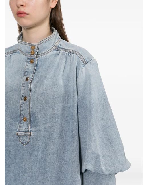 Zimmermann Blue Balloon-sleeve Blouse