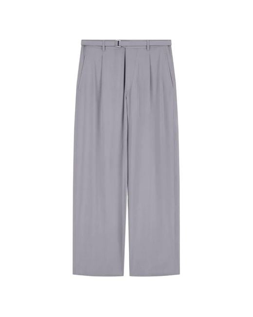 Giorgio Armani Gray Pleated Belted Trousers for men
