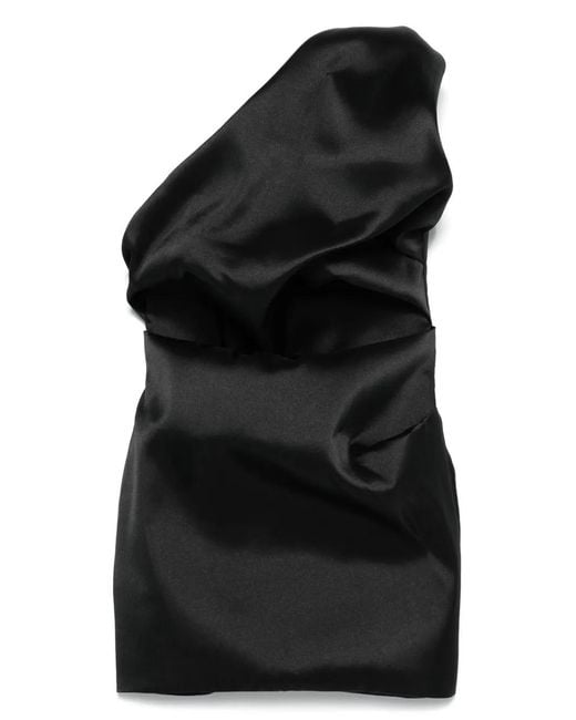 Marques'Almeida Black Satin Draped Mini Dress