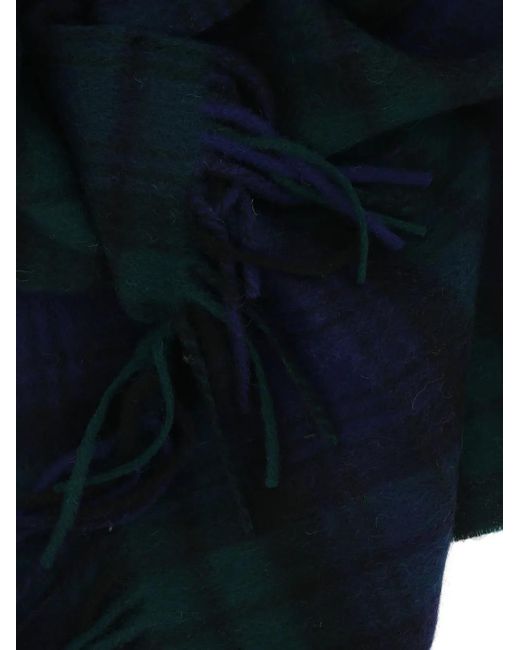 Bless Blue Check-Pattern Wool Scarf for men
