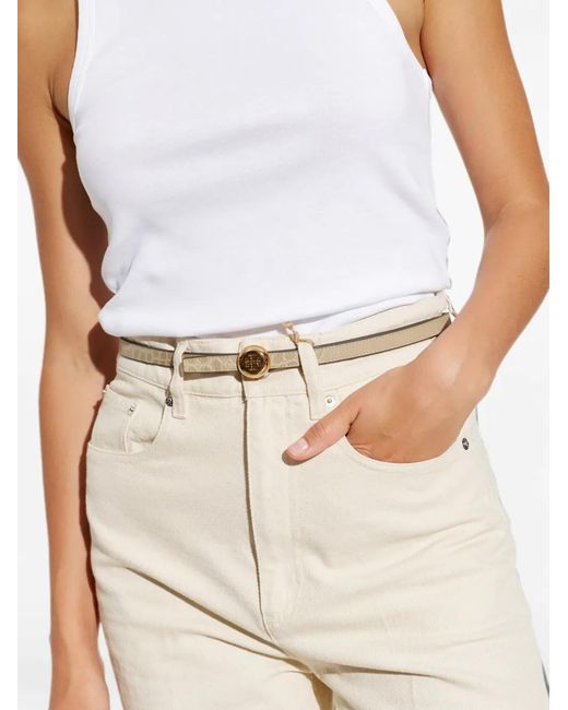 Tory Burch White Ceinture À Effet Peau De Crocodile